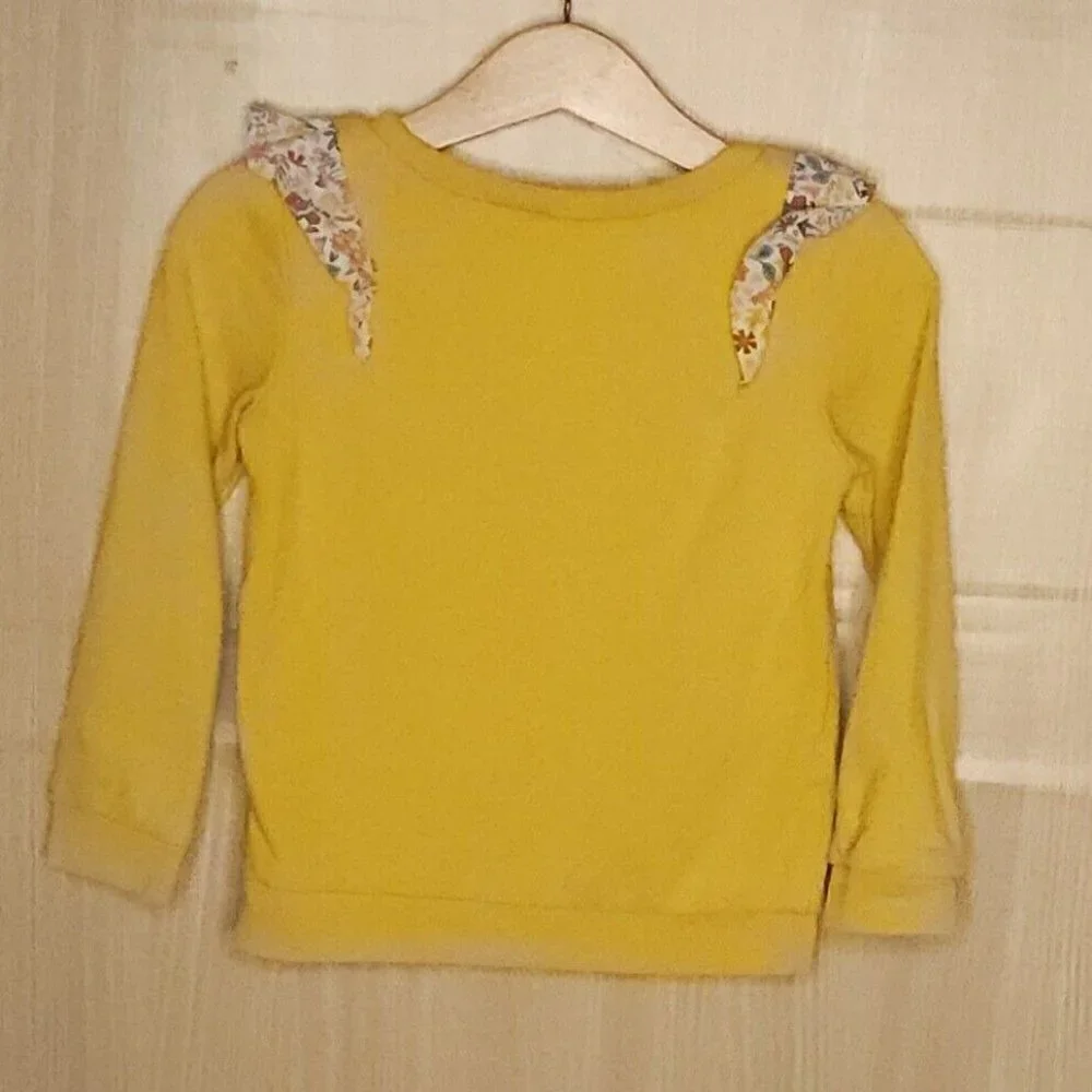 Carter's Toddler Girls Gold Yellow Sweatshirt Floral Shoulder Detail 3T